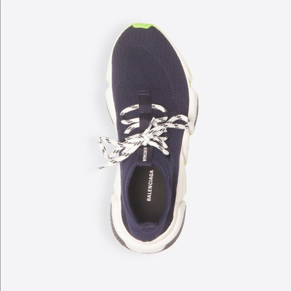 navy and neon green balenciaga slip on sneakers - Picture 2 of 5